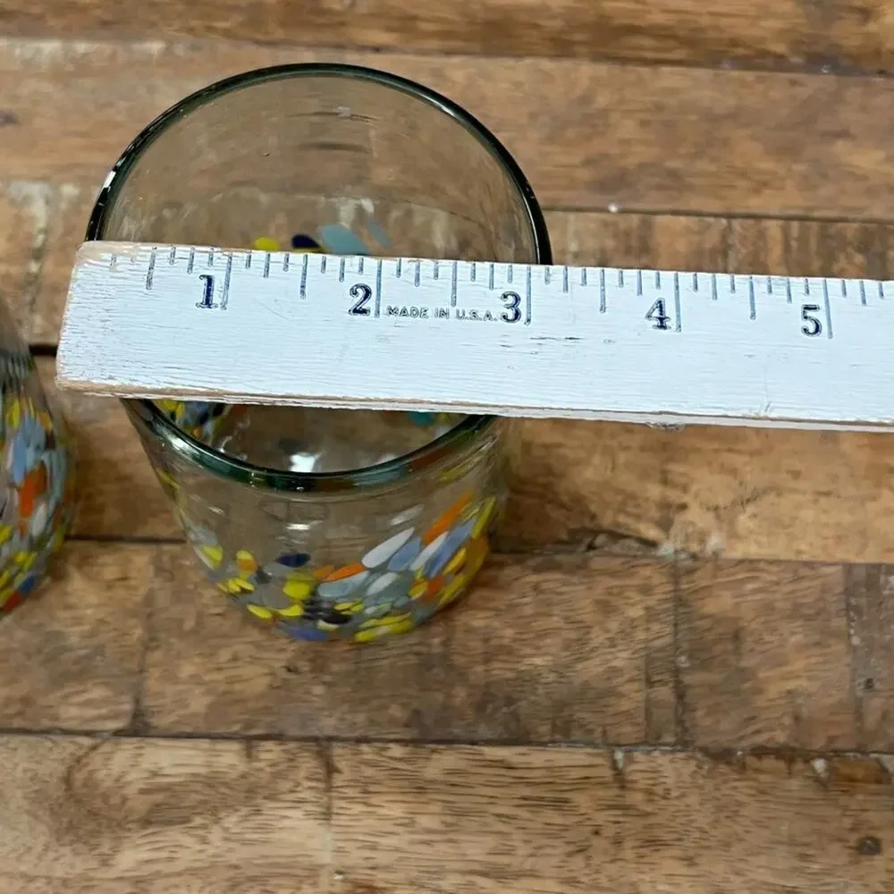 Hand Blown Art Glass Drinking Glass Tumbler Set of 2 5